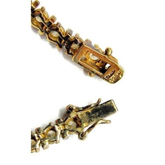 7" Tennis Bracelet Gold Plated 925 Sterling Silver Simulated Cubic Zirconia - Picture 4 of 10